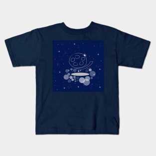 film streep, reel, film, cinematograph, cinema, illustration, night, modern, technology, light, shine, glitter, stars, space, galaxy, cosmos Kids T-Shirt